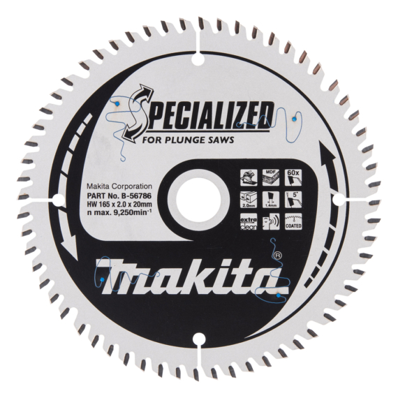 Makita körfűrészlap merülő 165x20 mm Z60 MDF(Hi-ATB)
