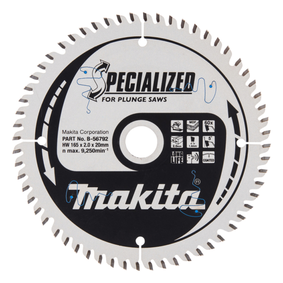 Makita körfűrészlap merülő 165x20 mm Z60 MDF(TCG)
