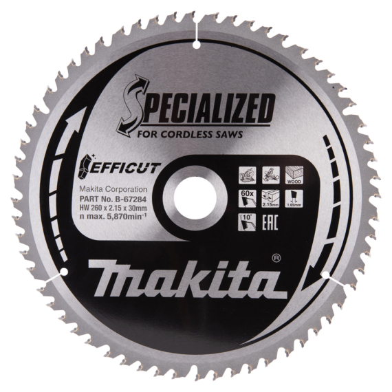 Makita EFFICUT körfűrészlap akkus 260x30 mm Z60 FA