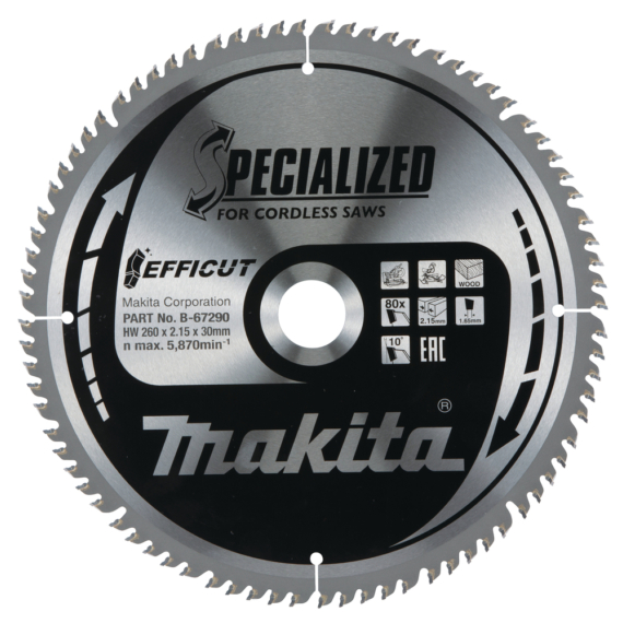Makita EFFICUT körfűrészlap akkus 260x30 mm Z80 FA