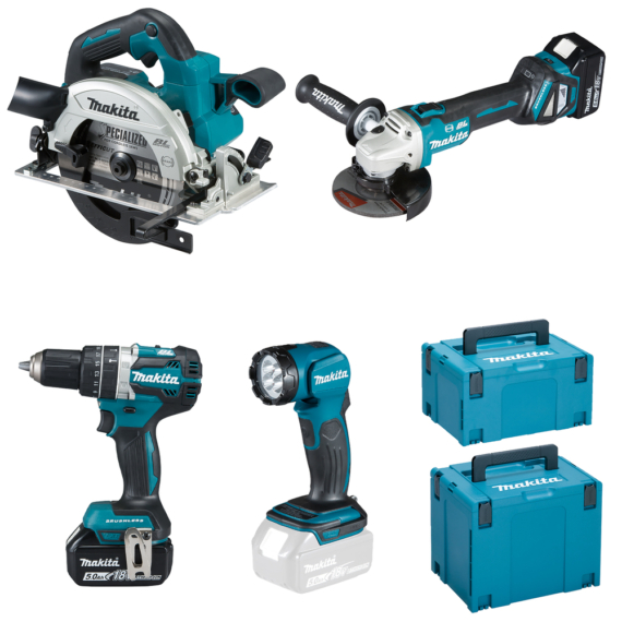 Makita 18V LXT ® Li-ion BL gépszett DHP484+DGA513+DHS661+DML815 2x5,0Ah MP3,4