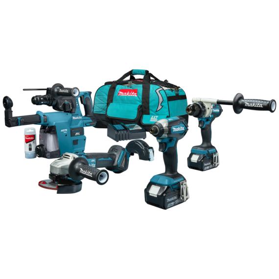 Makita 18V LXT ® Li-ion BL gépszett DDF486+DGA504+DHR243+DTD153+DX07 2x5,0Ah táskában