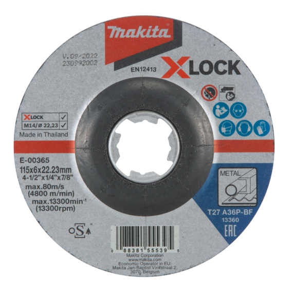 Makita X-LOCK csiszolókorong ACÉL 115x6mm A36P