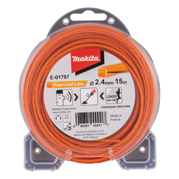 Makita négylevelű damil, narancs, 2.4mm 15m