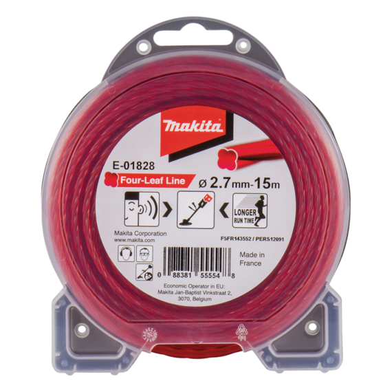 Makita négylevelű damil, piros, 2.7mm 15m