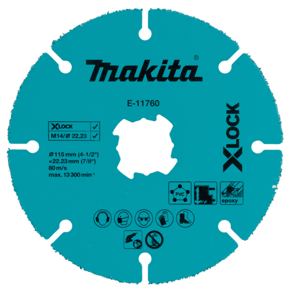 Makita 115 mm-es X-LOCK karbidszemes tárcsa PVC, EPOXY