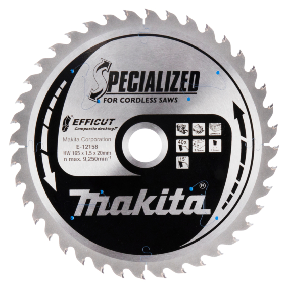 Makita EFFICUT körfűrészlap merülő 165x20 mm Z40 KOMPOZIT