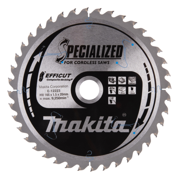 Makita EFFICUT körfűrészlap 165x20 mm Z40 KOMPOZIT