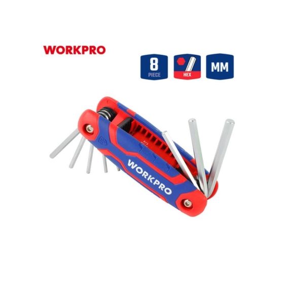 Workpro Imbuszkulcs készlet összecsukható Cr-V 8 db
