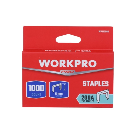 Workpro Tűzőkapocs 6mm, 1000db, T50